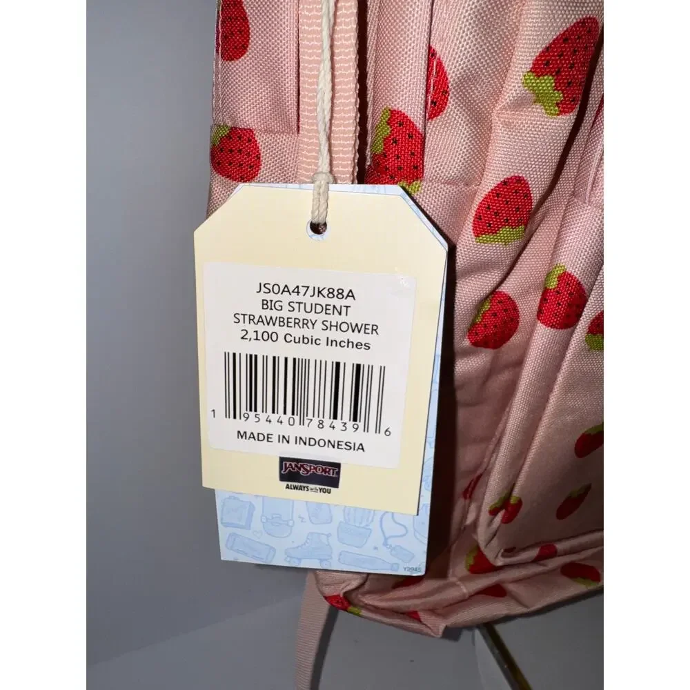 JanSport Big Student backpack in Strawberry Shower -NWT! - Picture 4 of 8